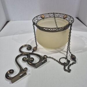 PartyLite Cream and Bronze Hanging Candle Holder